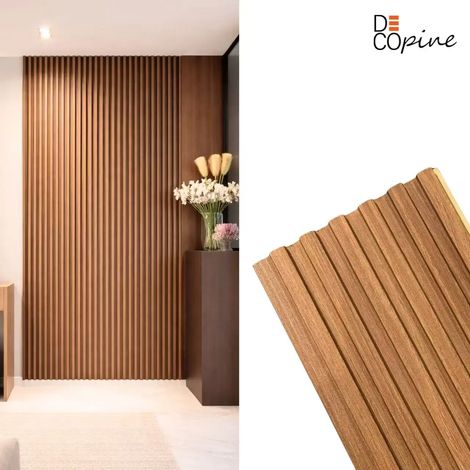 Panneaux décoratifs à lames demi-cylindriques – Composite fibres de bambou – Brun foncé – 140 cm (Lot de 4)