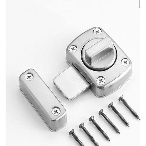 Serrure de salle de bain argentée (grand modèle), verrou rotatif à pêne dormant, serrure antivol extra-résistante pour serrure en aluminium