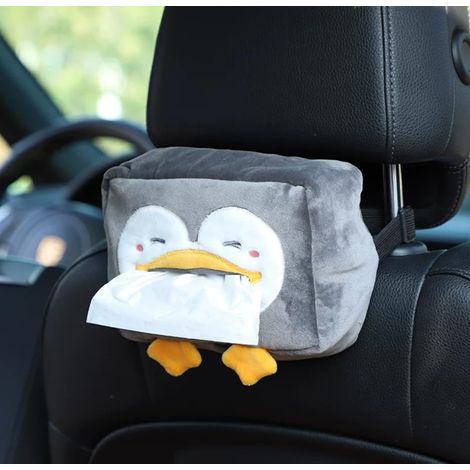 Porte-Mouchoirs Voiture Cartoon Pingouin, Housse pour Boîte à Mouchoirs, Tissu Doux, Fixation Siège ou Console (1/4)