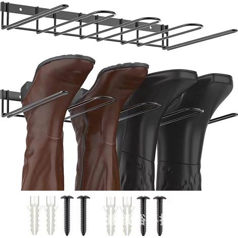 Set mit 2 Wand-Schuhregalen aus Metall für 2 Paar Schuhe – Platzsparende Schuhaufbewahrung für Garage und Eingangsbereich (1/5)