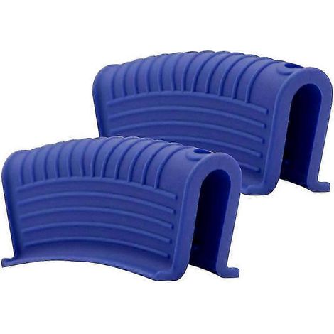 Housse isolante en silicone épais pour poignée de poêle, pince pour poignée de poêle en fonte, support pour poignée de wok, bleu, lot de 2 (1/5)