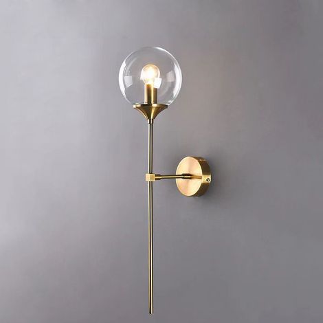 Lampe murale industrielle globe en verre – 15 × 60 cm – support E27 – éclairage vintage pour bar, salle de bain et cage d’escalier (Abat-jour transparent)