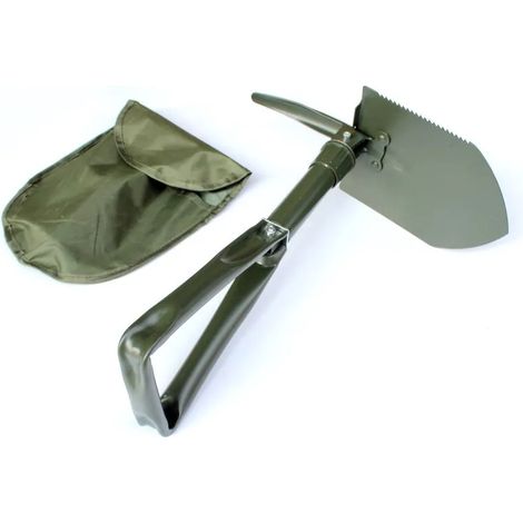 (Vert armée) Pelle pliante multifonctionnelle, pelle de sapeur, grande pelle militaire vert militaire pour voiture, extérieur, jardinage, creusement de légumes sauvages. (1/5)
