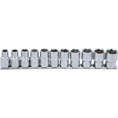 lot de 11 douilles courtes métriques, entraînement 1/4\", 6 pans, double graisseur, argent (1/3)