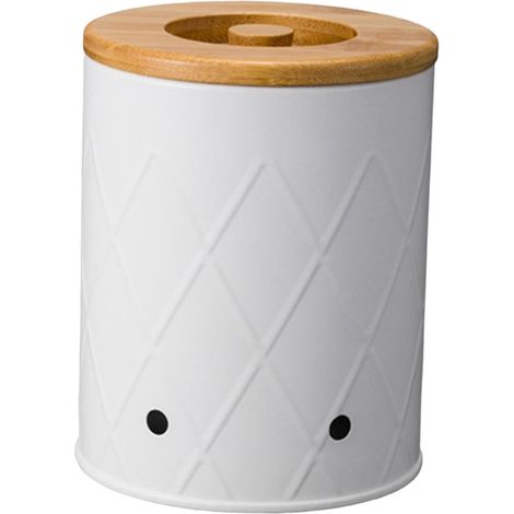 Boîte De Rangement Pour Légumes - Boîte À Pommes De Terre Oignons Ail En Acier Au Carbone Avec Couvercle En Bambou - Blanc - 1 Pièce (1/5)