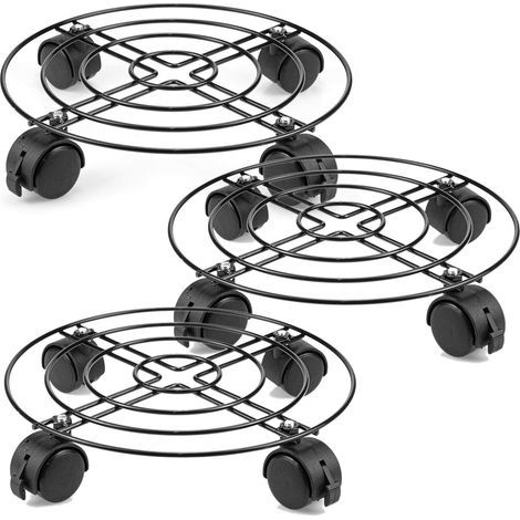 3Pcs Chariot de Plantes métal avec roulettes. 26.6 cm. Porte Plante pour l'intérieur. Support Roulant de Pot. Capacité de Charge 40 kg (1/5)