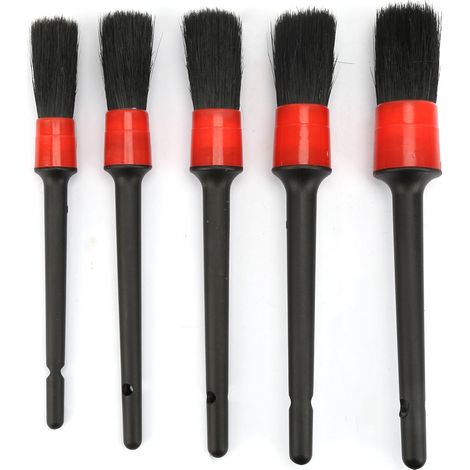 Set mit 5 Rundbürsten Nr. 1 Ergonomische schwarze Borsten aus Kunststoff für Autoreinigung, Detailpflege, Felgen und schwer zugängliche Stellen (1/5)