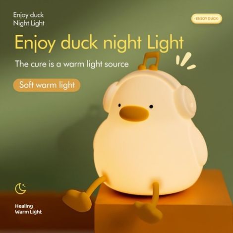 Veilleuse LED rechargeable en forme de canard musical, lumière d'ambiance pour chambre à coucher/camping en plein air (1/4)