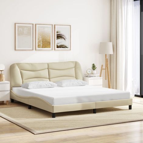 Bettgestell mit Kopfteil Creme 180x200 cm Stoff vidaXL511215 (1/5)