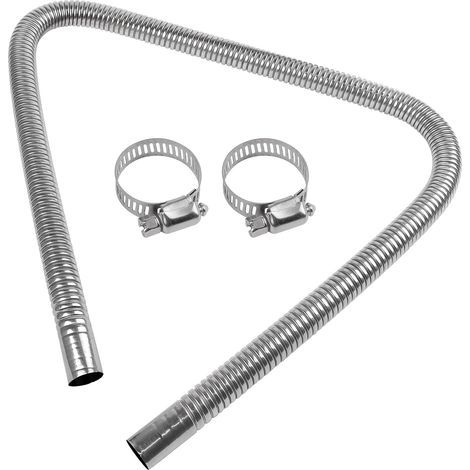 Flexible Pour Echappement 120 cm, Voiture Tuyau d'Echappement, Tuyau d'Échappement de Chauffage de Voiture, Tuyau d'Évent de Gaz Diesel Avec Deux Pinces En Acier Inoxydable (1/5)