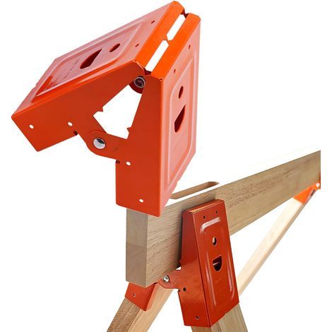 Soporte de acero ajustable para sierra: soporte robusto de metal laminado en frío, adecuado para bancos de carpintería y proyectos de construcción. (1/5)