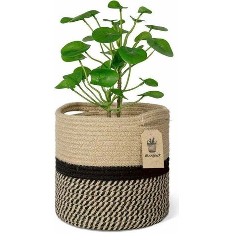 Cestino portafiori in corda di cotone intrecciata da 20 cm, organizer portaoggetti 20 cm x 20 cm, decorazione moderna per la casa. (1/4)