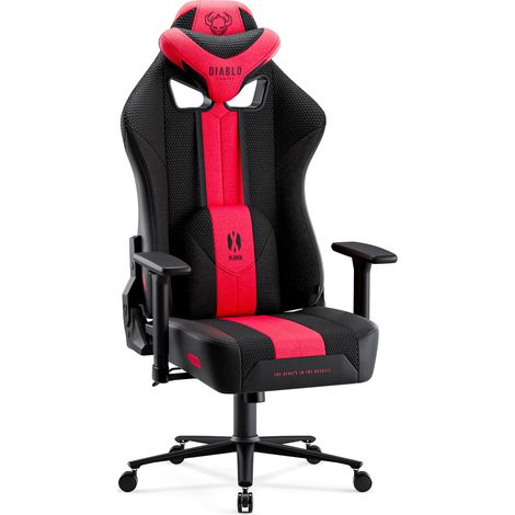 Gaming Stuhl Diablo X-Player 2.0 Stoffbezug King Size: Karminrot-Anthrazit
