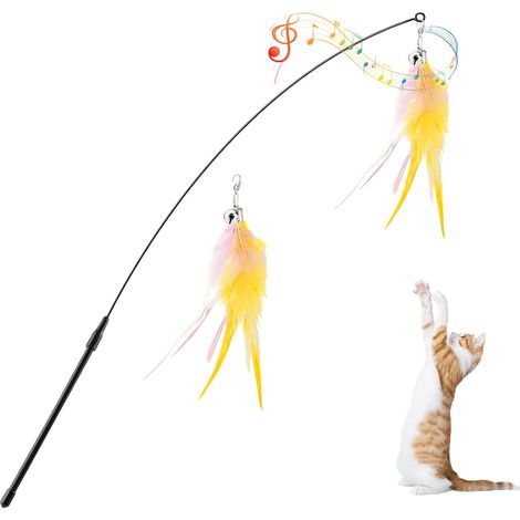 Jouet Interactif pour Chat, Baguette à Plumes avec Grelot (1/5)
