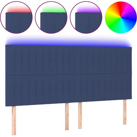 Maison Exclusive - Testiera a LED blu 200x5x118/128cm in Tessuto