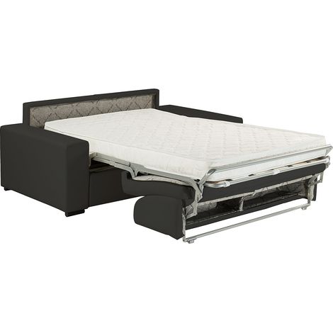 Divano letto 3 posti a ribalta Letto con doghe larghe 160 cm Materasso 14 cm Similpelle Nero - EMIR (1/2)