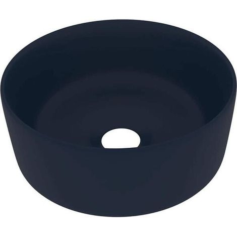 Vasque ronde de luxe, bleu foncé mat, 40 x 15 cm, céramique