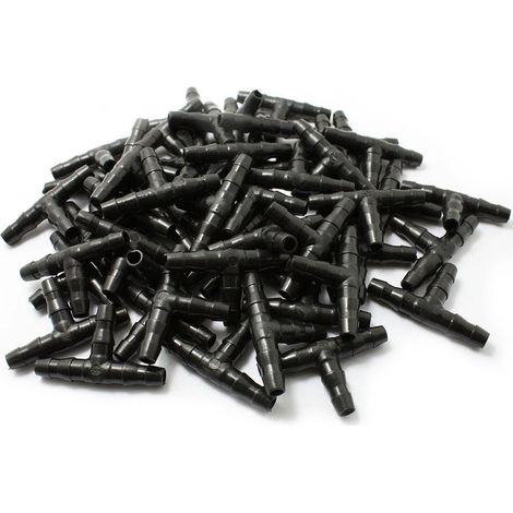 Raccord T Barbelé - Pour Tube Goutte à Goutte 4 mm / 7 mm - Système D’irrigation Jardin - Lot de 100 Pièces