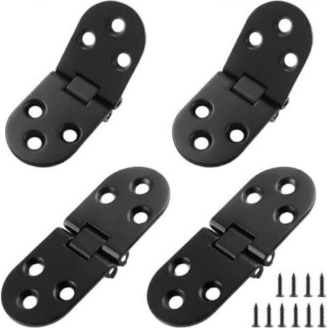 Set of 4 heavy-duty folding table hinges, black, made of zinc alloy, for sewing machines, with mounting screws (7.9 x 3 cm) (1/4)