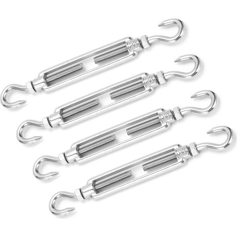 Kit de 4 tendeurs à crochet en acier inoxydable M6 pour la tension de câbles et de cordes métalliques (1/5)