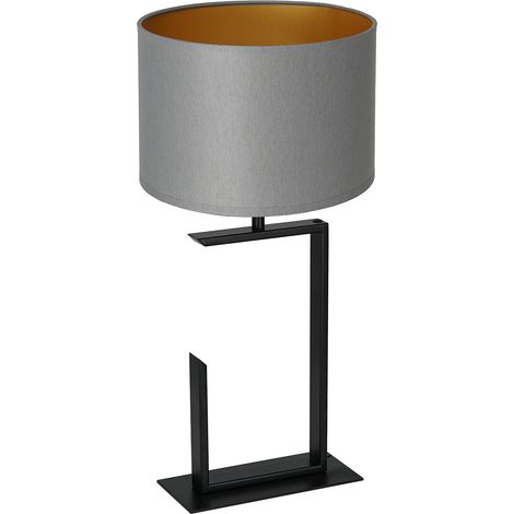 Lampe de table noire métal abat-jour gris or 52cm E27 Luminex