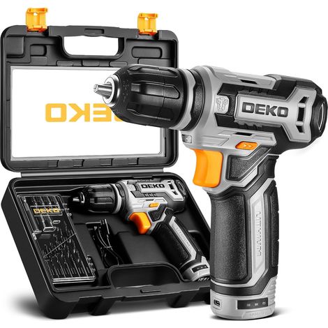 Cordless Drill 12V Cordless Screwdriver Grey with Gift Box for Women Accessories 13 Pieces Electric Drill for Drilling and Tightening / Loosening Screws (1/5)