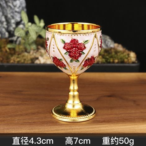 (Motif rose avec fleurs dorées, blanches et rouges) Petit verre à vin, verre à vin blanc haut de gamme de 30 ml