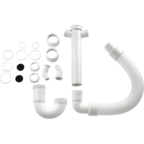 Xavax Flexibler Weißer Siphon für PVC-Abfluss 34 cm