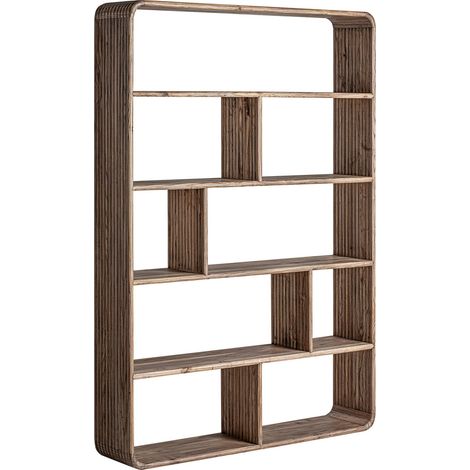 Bibliothèque coloniale en bois d'orme - brun clair patiné (1/5)