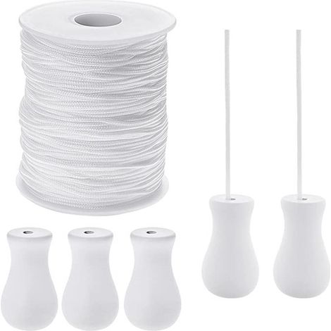 Juego de 5 colgantes de madera con cordón blanco de 1,5 mm y 100 m, accesorios para colgantes con cordón para persianas (1/5)