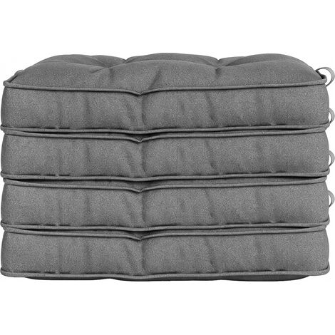 Ensemble de coussins imperméables pour chaises de salle à manger et de jardin, avec 2 attaches, 42 x 42 x 5 cm, gris foncé (1/5)