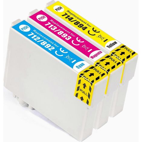 1 jeu de 3 cartouches d'encre compatibles Epson T0715 C/M/J (3 encres) jkw (1/5)