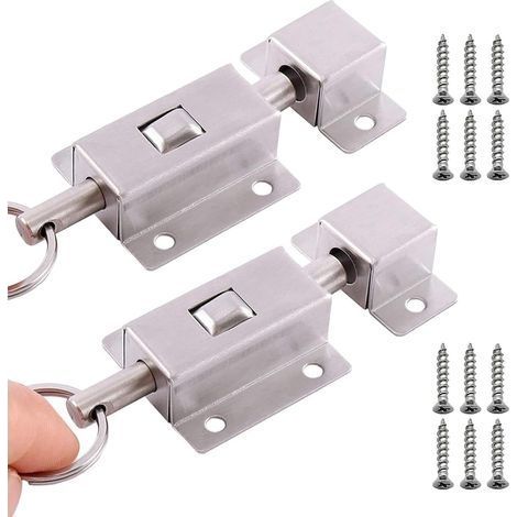2 Pièces Loquet Coulissant Automatique, Boulons à Ressort Coulissants Pour Loquet, Barillet De Serrure à Loquet Coulissant, pour Porte Invisible de Sécurité (1/5)