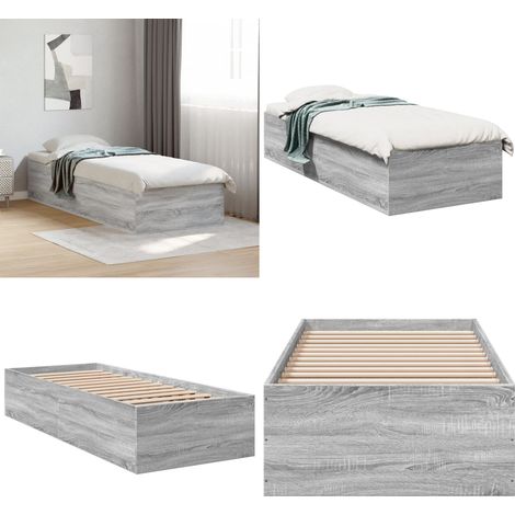 Bettgestell Grau Sonoma 75x190 cm Holzwerkstoff - Holzbettfassungen - Bettrahmen - Einzelbett - Schlafzimmermöbel - Grau Sonoma - Home & Living (1/5)