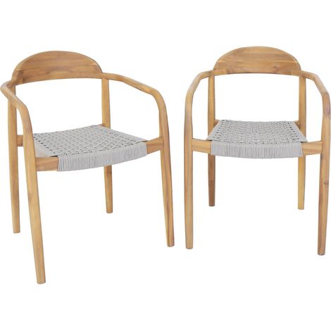 Set of 2 acacia wood armchairs with resin seat Beige 55.5x55x79 cm - Cerina (1/5)