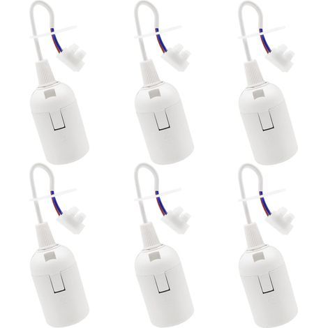 6 PCS E27 Lampenfassung E27 Leuchtmittelhalter Renovierungsfassung weiß Baufassung mit Kabel Baustellenfassung 4A 250V Lichtsockel Hängefassung (max.60W)