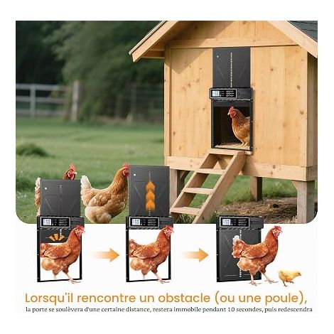 Automatic Chicken Door with Timer - Battery Powered, Aluminum Chicken House Door, Weather Resistant, Easy to Install (1/4)