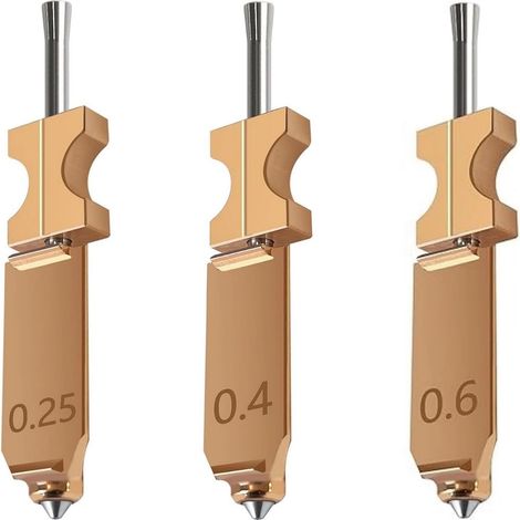 Kit di aggiornamento ugelli hotend (3 pezzi) per AD5X — Rapido — Ugelli ad alta temperatura (0,25 mm, 0,4 mm, 0,6 mm) per PLA, ABS, PETG, TPU