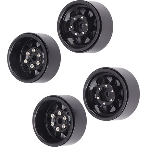 Satz mit 4 Beadlock-Felgen mit 2,5 cm (1 Zoll) tiefem Rillenprofil, universell für Traxxas Offroad- und ferngesteuerte Fahrzeugkarosserien, mit Schrauben, schwarz. (1/4)