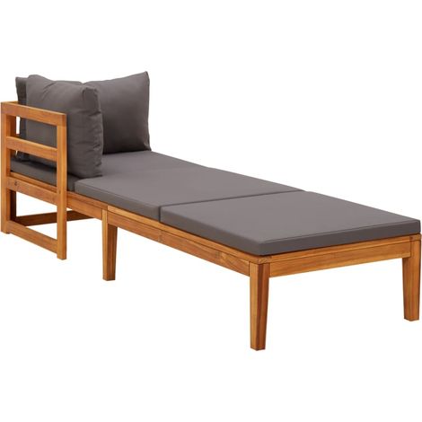 Gartenliege Sonnenliege Relaxliege für Garten, Balkon und Terrrasse mit 1 Armlehne Dunkelgrau Massivholz Akazie DE91827 (1/5)
