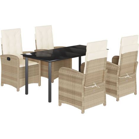 Maison Exclusive - Set da Pranzo da Giardino 5 pz con Cuscini Beige in Polyrattan
