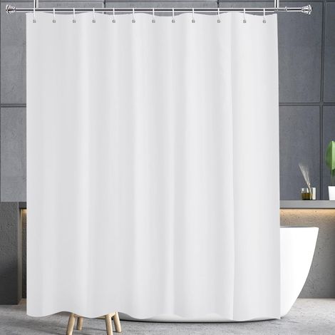 Rideau de Douche 180x240 Blanc Antimoisissure, Tissu Douche en Polyester déperlant, Lavable en Machine avec Oeillets métalliques, Largeur 180 x Hauteur 240cm (1/5)