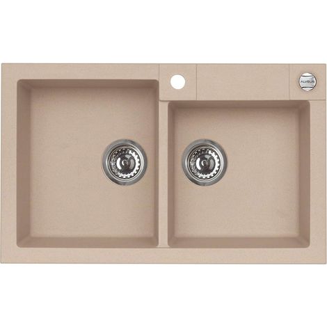 Alveus Rock - Lavello in granito 78x48 cm, con comando dello scarico, beige 1090962