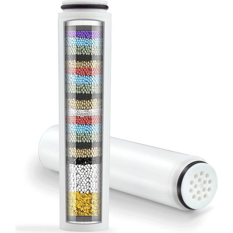 2 x Replacement Filters Compatible with Shower - Diameter 2.2 cm x Length 9.6 cm - 20 Stage Softener Cartridges to Remove Chlorine, Fluoride, Heavy Metals (1/5)