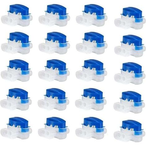20 Pcs connecteur de câble étanche 3 trous connecteurs de fils électriques sertis connecteur de tondeuse à gazon rempli de gel avec, 314 Connecteurs de Câble Parfait pour Jardin et Extérieur (bleu)