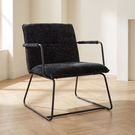 Moderner Sessel aus schwarzem Chenillestoff Hailey (1/5)