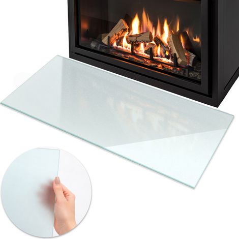 Plaque Sol pour Poele Rectangulaire 125x50 cm Verre Satiné Pare-étincelles Anti-Salissures Protecteur de Sol Semi-Transparent Bords Polis Résistant à la Chaleur Contre les Étincelles (1/5)