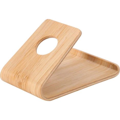 Support Téléphone Portable - En Bois De Bambou - Réglable - Compatible iPhone Samsung iPad Tablette - 9,5 x 7,5 x 5,5 cm - 60 g (1/5)