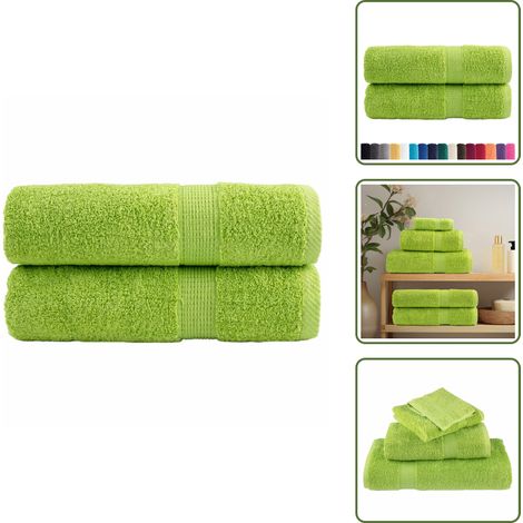 70 x 140 cm - vidaXL Premium-Duschtücher SOLUND 2 Stk. Apfelgrün 70x140 cm 600 g/m² - 600 g/m² (1/5)