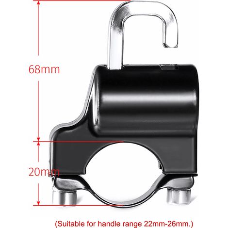 Verrou de casque de moto universel, antivol, sécurité en métal, 22mm-26mm, noir, avec 2 jeux de clés (1/5)